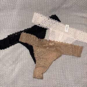Three (3)of Gap Body Women's Lace Thong Underwear 2X-Large NEW w TAGS